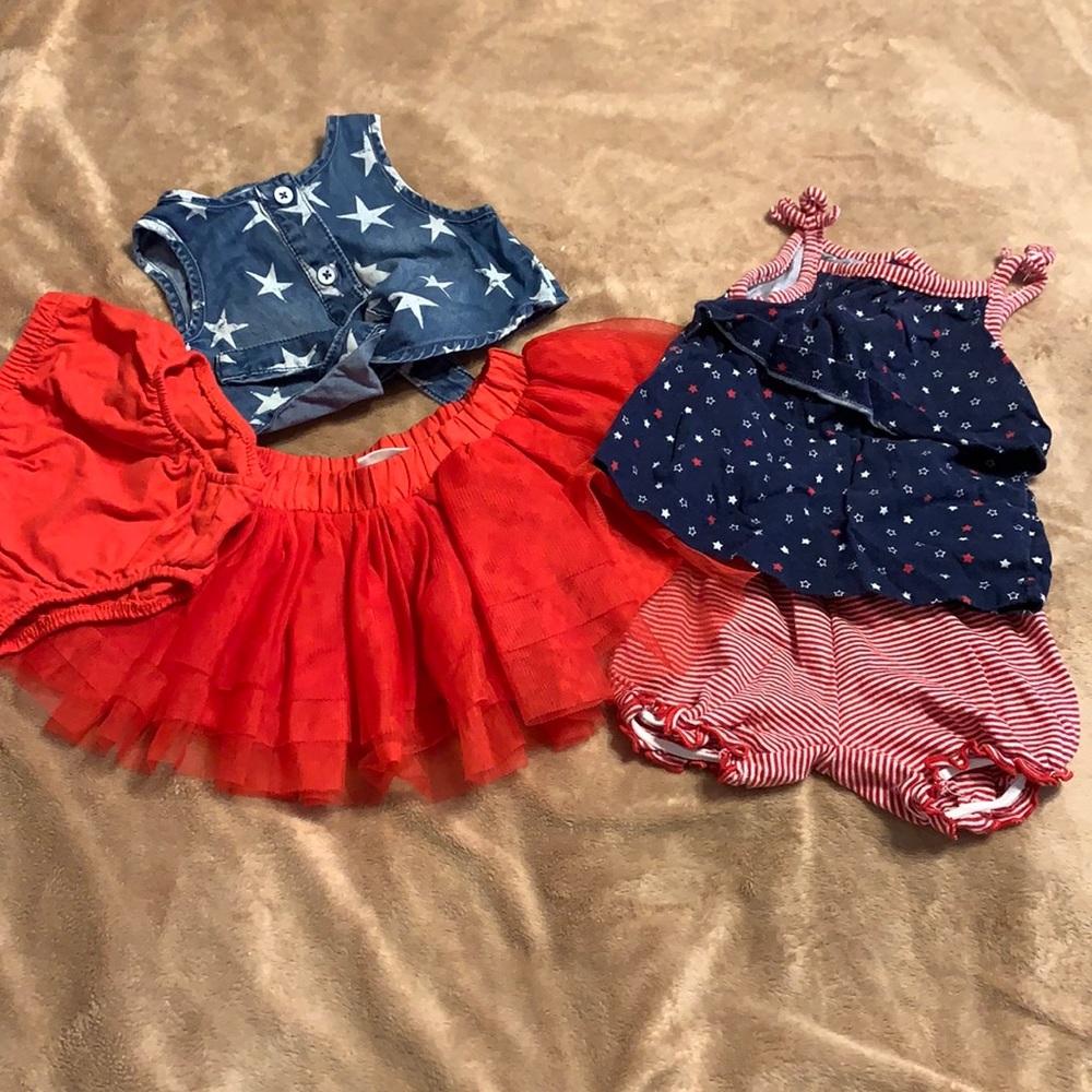 Baby Girl Fourth Of July Bundle Tutu and Short Set